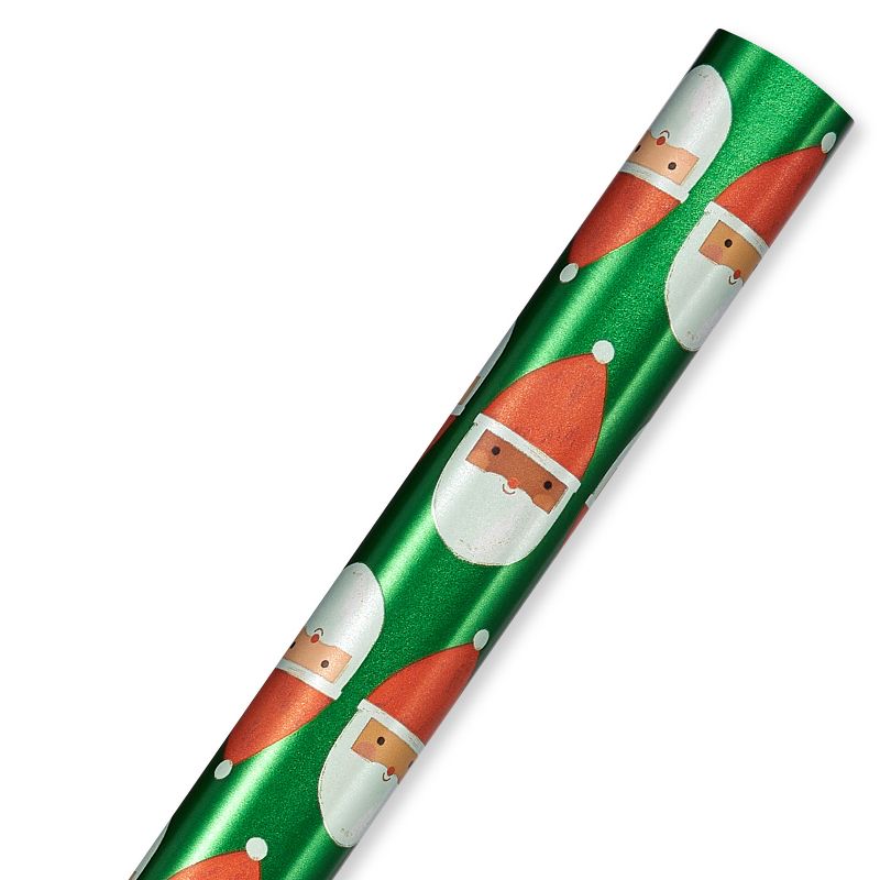 20 sq ft Santa Faces Foil Christmas Wrapping Paper, 5 of 7