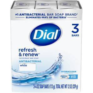 Dial Antibacterial Deodorant White Bar Soap - 3pk