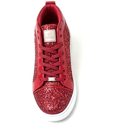 Bangka Men's High Top Sneakers Fashion Glitter Blink Lace Up Dress Shoes, red-11 — фото 4
