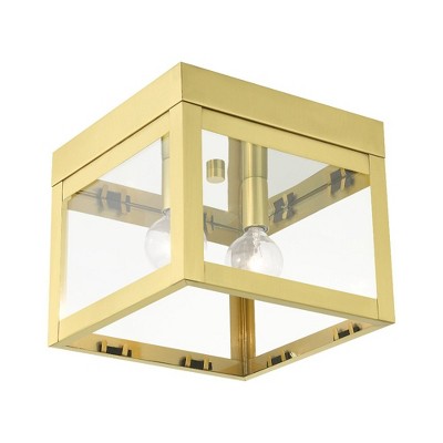Livex Lighting Nyack 2 - Light Flush Mount in  Satin Brass
