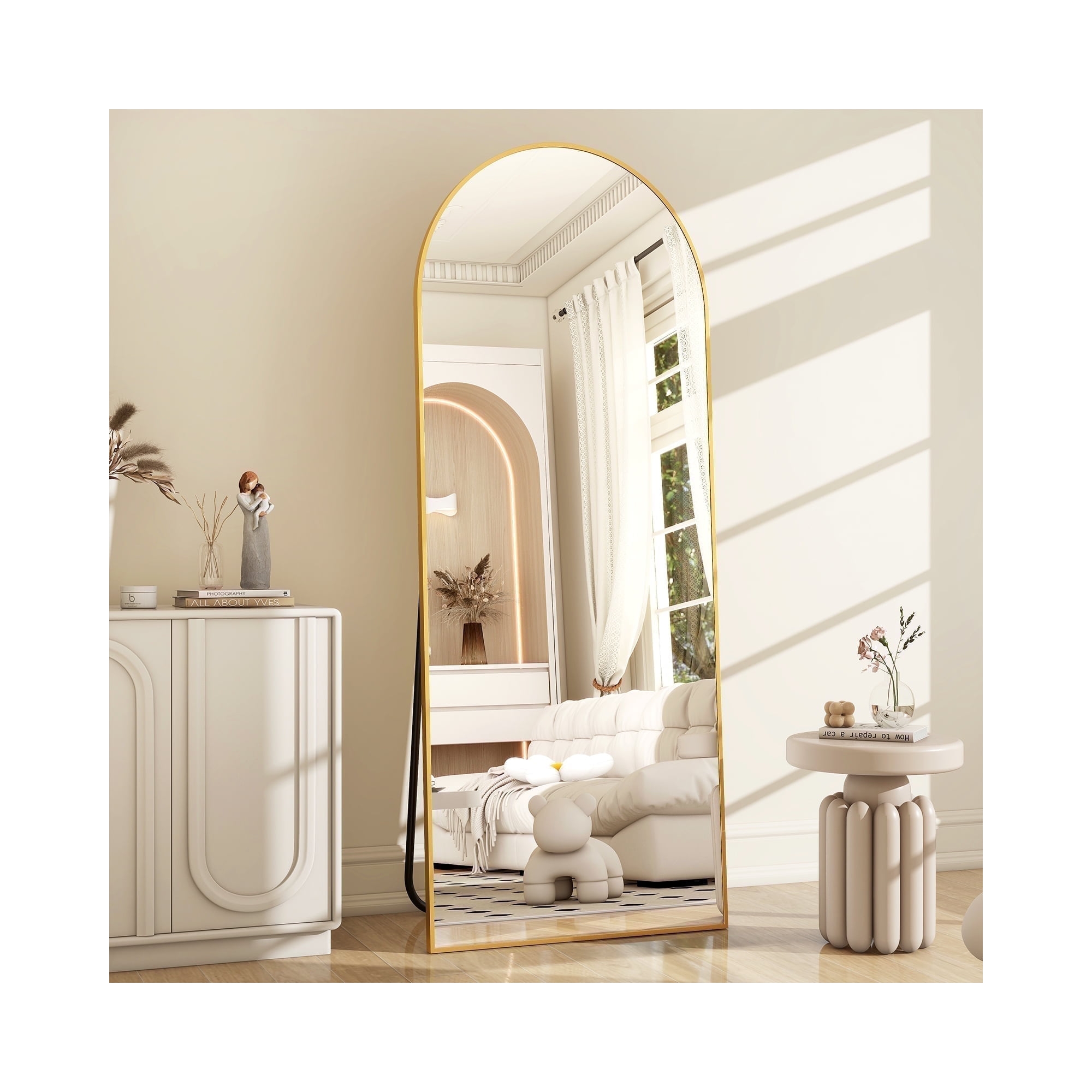 BEAUTYPEAK Full Length Mirror Floor Mirror Arched Standing Full Body Floor Mirror