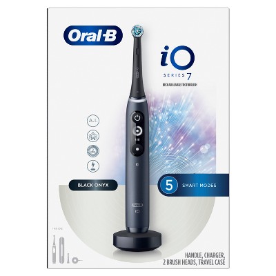 Oral-B iO7 Electric Toothbrush with 2 Brush Heads, Black Onyx