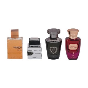 Al Haramain Travel Exclusive Gift Set for Everyone N/A 4 x 10 ml (Amber Oud Gold EDP + L'Aventure + Azlan Oud Charcoal Ednt. + Destino) - 1 of 4