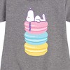 Girls' - Peanuts - Snoopy Stacked Macarons Graphic Short Sleeve Fleece Dress - 2 of 4