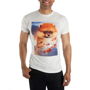 Happy Red Fox Men's White Tee T-Shirt Shirt-Large