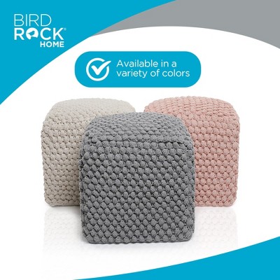 Natural Cotton Braided Square Pouf Ottoman