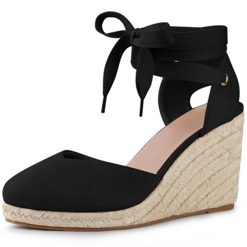 Black wedge espadrilles closed toe online