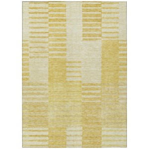 Gold Wheat And Ivory Striped Washable Indoor Outdoor Area Rug - 1 of 4