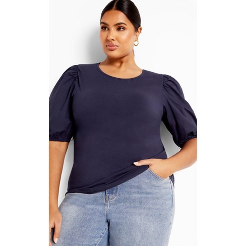 Women's Plus Size Tara Top - navy | CITY CHIC - image 1 of 4