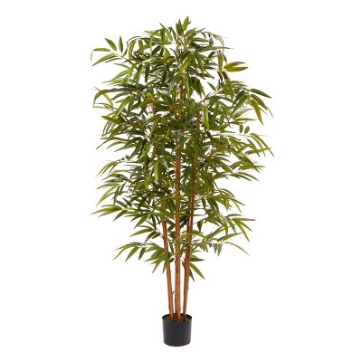 Nature Spring Faux Potted Indoor Artificial Bamboo - 6', Green and Brown