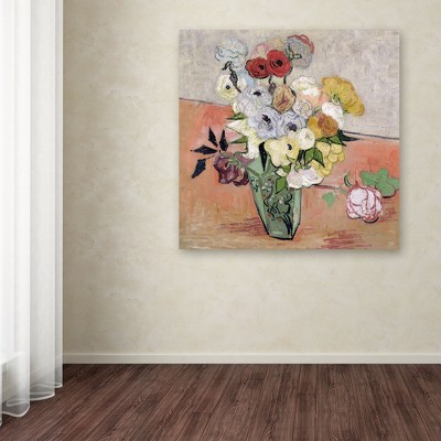 Vincent Van Gogh Floral Still Life Framed Canvas Art, 24'' x 24''