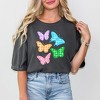 Simply Sage Market Women's Checkered Butterflies Short Sleeve Garment Dyed Tee - M - Pepper - 2 of 3