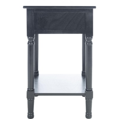Black Wood Rectangular Accent Table with Storage Drawer
