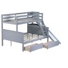 NicBex Twin Over Full Bunk Bed with Slide and Guardrail,Twin Loft Bed with Ladder and 2 Drawers and Shelves,Rubber Wood Bunk Beds for Bedroom - image 4 of 4