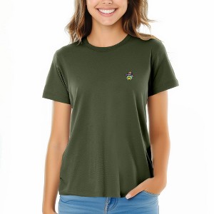 Dalix Sorcerer Frog Embroidered Cotton Relaxed Short Sleeve Tee T Shirt Womens - 1 of 4