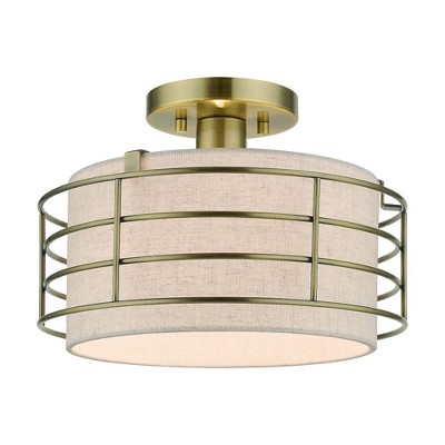 Livex Lighting Blanchard 1 - Light Semi-Flush Mount in  Antique Brass
