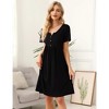 Womens Maternity Nursing Dress Short Sleeve Midi Dress Casual Solid Color Button Down Breastfeeding Dress - 3 of 4