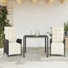 vidaXL Patio Dining Set with Cushions Outdoor Garden Furniture Poly Rattan - Black and Cream 35.4" Table Length 2 Items - 2 of 4