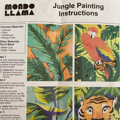 Mondo Llama 4pk Paint-By-Number Canvas Board Kit Jungle - Mondo Llama