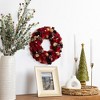 Northlight Wooden Roses, Apples and Pearls Artificial Christmas Wreath - 13" - Unlit - Red - 2 of 4