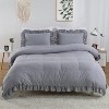 Sage Green Ruffled Duvet Cover Twin, Soft Washed Microfiber Vintage French Country Duvet Cover Set for Kids Girls - 3 of 4