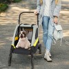 Large Heavy Duty Dog Stroller Folding Pet Stroller 4-Wheel Pet Travel Carrier Double Door Pet Trolley Skylight Cart with Rainproof Cover - 4 of 4