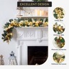 Artificial Xmas 6Ft Garland,  Christmas Garland with 20 LED Lights, Rattan Christmas Decoration with Gold Bows, Ball Ornaments, Pine Cones - 3 of 4