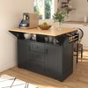 Whisen Modern Kitchen Island with 2 Drop Leaf, Power Outlet and Drawers - 3 of 4