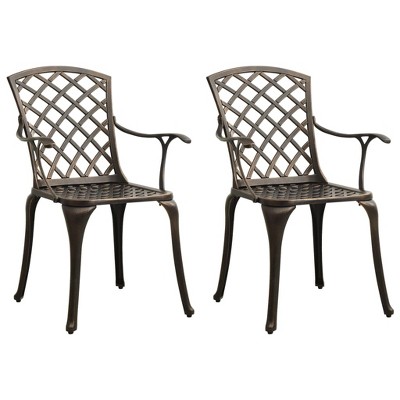 vidaXL Patio Chairs 2 pcs Cast Aluminum Bronze