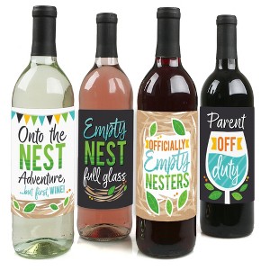 Big Dot of Happiness Empty Nesters - Empty Nest Party Decorations for Women and Men - Wine Bottle Label Stickers - Set of 4 - 1 of 4