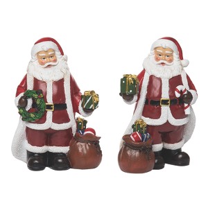 Transpac Christmas Resin Jolly Santa Figurine Set of 2 Christmas Home Decorations - 1 of 1