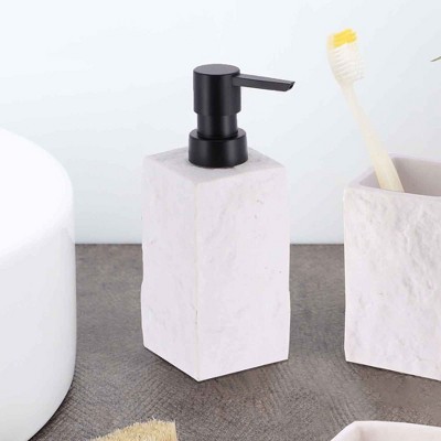 White Stone Effect Resin Hand Soap and Lotion Dispenser