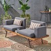 Modern Futon Sofa, Acacia Wood Upholstered Sleeper Futon Couch With Iron Legs, Waterproof Fabric Loveseat Sofa - 2 of 4