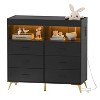Dresser for Bedroom with 6 Drawers, Baby Changing Table Dresser with Changing Pad, LED Lights & Charging Station, Baby Changing Station - 2 of 4