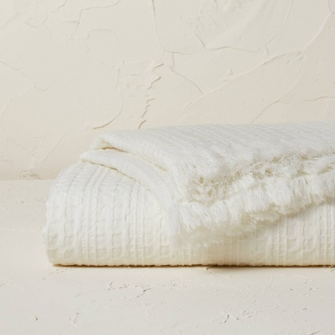 White waffle bed online throw