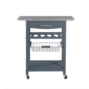 MaseiKar Mobile Rolling Kitchen Island Trolley Serving Cart with Underneath Drawer & Slide-Out Wire Storage Basket - 1 of 4