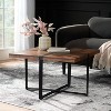 GDFStudio Riverlake Industrial Handmade Mango Wood and Iron Square Coffee Table, Walnut Brown and Black - image 2 of 4