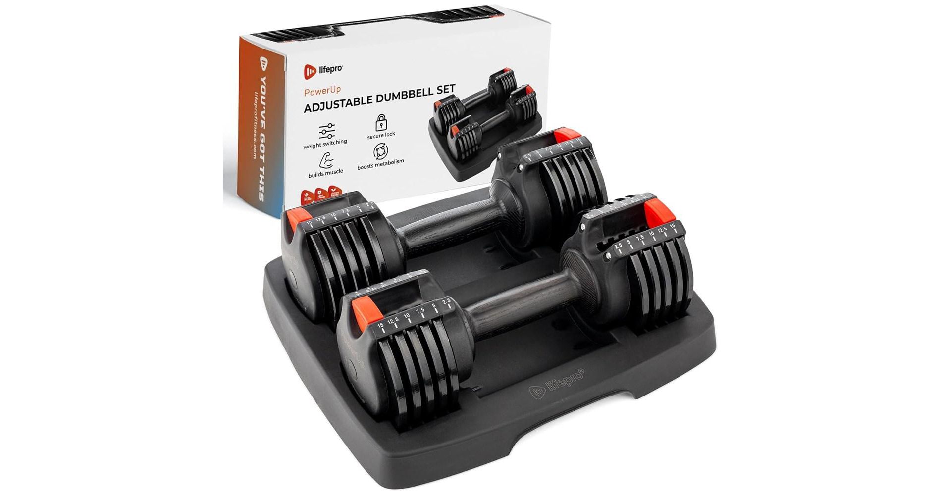 LifePro Quick-Adjust Dumbbells – Compact 6-in-1 Dumbbell Set/Single for Full Body Exercise and Home Gym