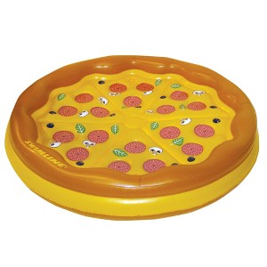 Swimline 70" Inflatable Water Sports Pizza Island 1-Person Round Raft Lounger - Yellow/Brown - 1 of 4