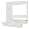 TIRAMISUBEST Full/Queen Size Murphy Bed Wall Bed with Open Storage Shelves and Bulit-in Wardrobe, Space Saving Folding Murphy Cabinet Bed w/LED Lights - 4 of 4