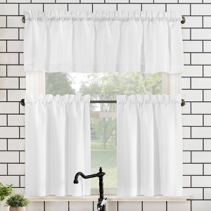 Martine Microfiber Semi Sheer Rod Pocket Kitchen Curtain Valance and Tiers Set - No. 918 - 1 of 4