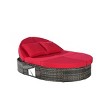 Round Rattan Outdoor Patio Chaise Lounge,Lounge Chair With Adjustable Backrest,Foldable Cup Trays,Cushions And Pillows -Maison Boucle - 4 of 4