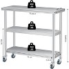 Nasitip Silver Stainless Steel Work Table with 3 Shelves and Optional Wheels, Commercial Prep Table for Kitchen, Garage, Restaurant - 3 of 4