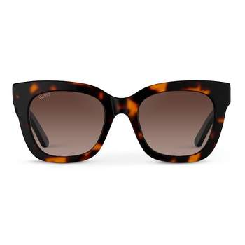 WMP Eyewear Women's Polarized Thick Frame Square Sunglasses with Cat Eye Corners