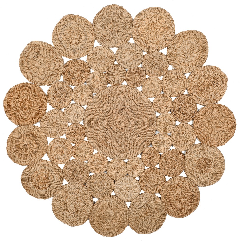 5'x5' Round Taylor Solid Woven Rug Natural Round - Safavieh