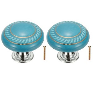 Unique Bargains Ceramic Round Drawer Dresser Closet Cabinet Knobs 2 Pcs - 1 of 4