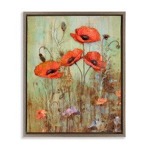 Stupell Industries Rustic Red Poppies Floating Frame Canvas Art - 1 of 4