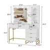 Vanity Benches, Modern Makeup Vanity Desk with Adjustable Mirror, Built in Charging Station, 5 Drawers - 2 of 4