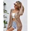 Coolmee Women's Crochet Cardigan Sweater Long Sleeve Open Front Lightweight Boho Cover Up Summer Knit Cardigans - 4 of 4