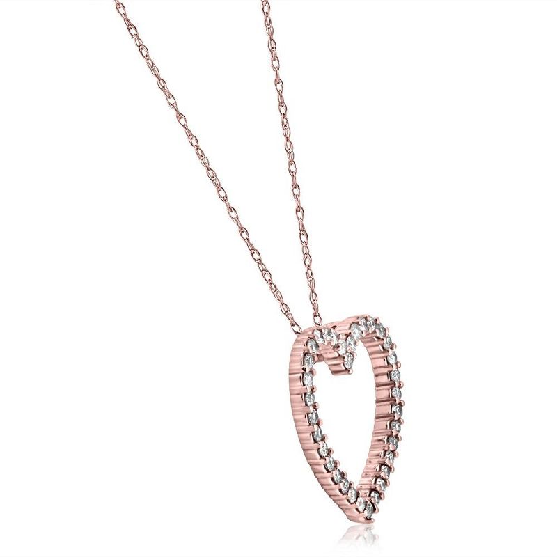 Pompeii3 1/2Ct Diamond Heart Pendant Women's Necklace in White, Yellow, or Rose Gold, 2 of 4